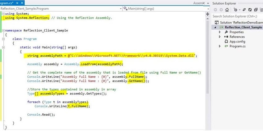 Running code console application